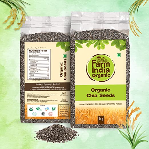 Organic Chia Seeds | USDA Organic | Vacuum Packed | 1 kg - Farm India Organic