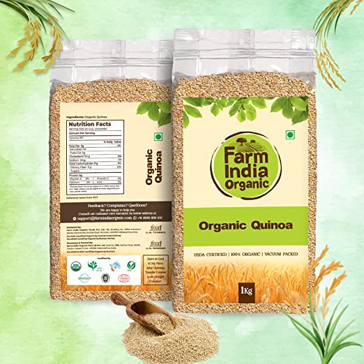 Organic Quinoa | USDA Organic | Vacuum Packed | 1 kg - Farm India Organic