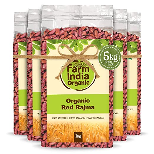 Organic Red Rajma (Kidney Beans) | USDA Organic | Vacuum Packed | 1 kg - Farm India Organic