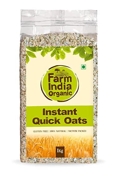 Farm India Organic Instant Oats | Certified Gluten Free | Vacuum Packed | 1 kg - Farm India Organic