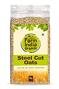 Farm India Organic Steel Cut Oats | Certified Gluten Free | Vacuum Packed | 1 kg - Farm India Organic