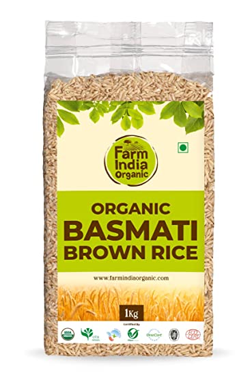 Organic Basmati Brown Rice | USDA Organic | Vacuum Packed | 1 kg - Farm India Organic