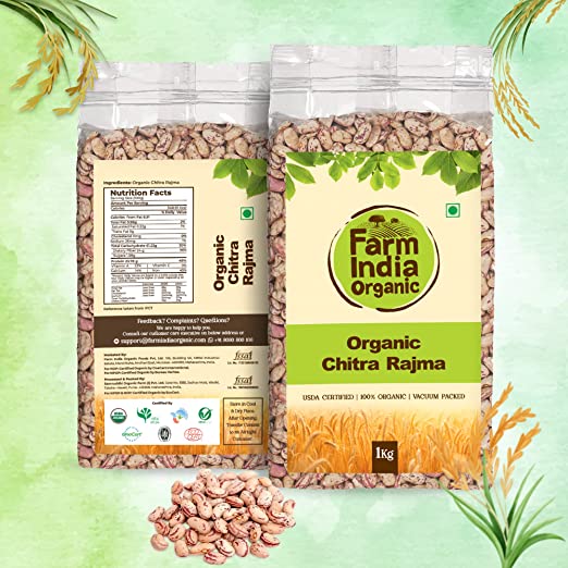 Organic Chitra Rajma | USDA Organic | Vacuum Packed | 1 kg - Farm India Organic