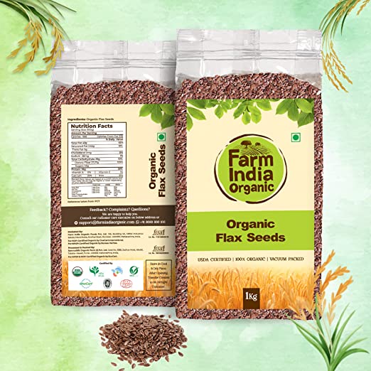 Organic Flax Seeds | USDA Organic | Vacuum Packed | 1 kg - Farm India Organic