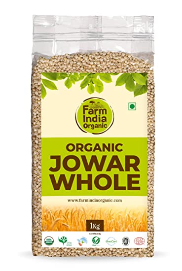Organic Jowar Whole | USDA Organic | Vacuum Packed | 1 kg - Farm India Organic