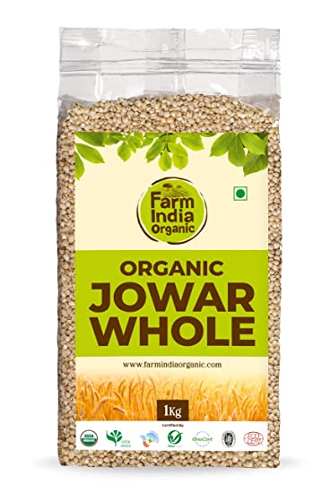 Organic Jowar Whole | USDA Organic | Vacuum Packed | 1 kg - Farm India Organic