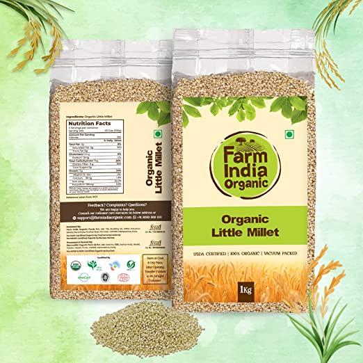 Organic Little Millet | USDA Organic | Vacuum Packed | 1 kg - Farm India Organic