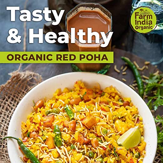 Organic Red Poha | USDA Organic | Vacuum Packed | 1 kg - Farm India Organic
