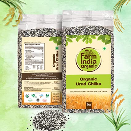 Organic Urad Chilka Dal | USDA Organic | Vacuum Packed | 1 kg - Farm India Organic