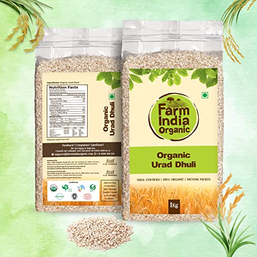 Organic Urad Dhuli | USDA Organic | Vacuum Packed | 1 kg - Farm India Organic