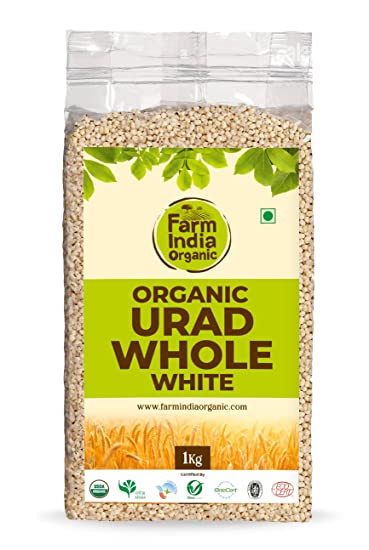 Organic Urad Whole White | USDA Organic | Vacuum Packed | 1 kg - Farm India Organic
